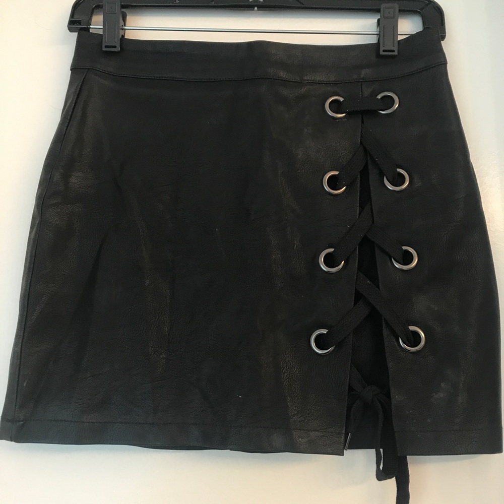 Black leather skirt